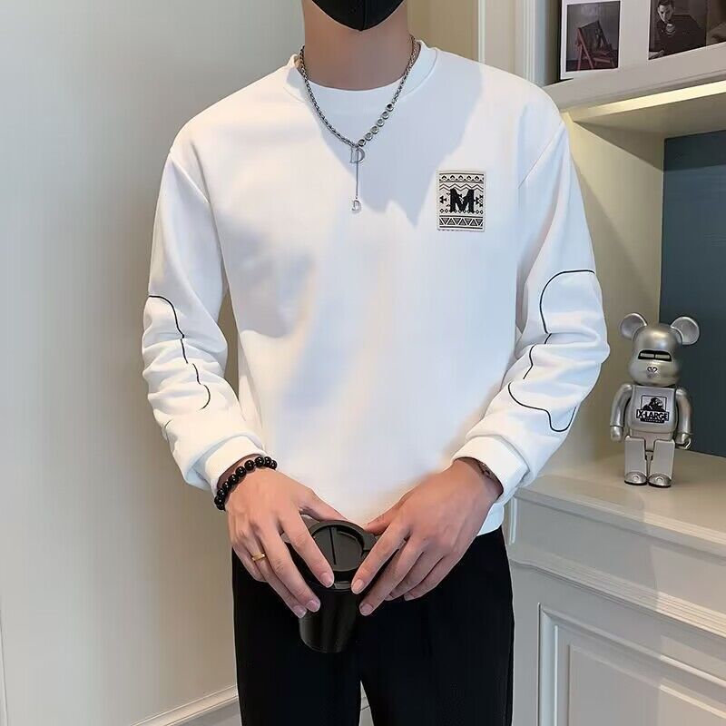 Daily Wear Crewneck Sweatshirt Men'S Pullover Jacket Men'S White Inner T-Shirt Top - Image 5